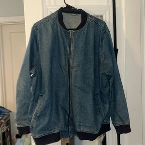 CLASSIC DENIM JEAN BOMBER JACKET WOMEN SZ XL